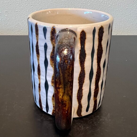 Vintage Otagiri Japan Studio Pottery Glazed Brown & Navy Blue Stoneware Mug Cup - Picture 9 of 14